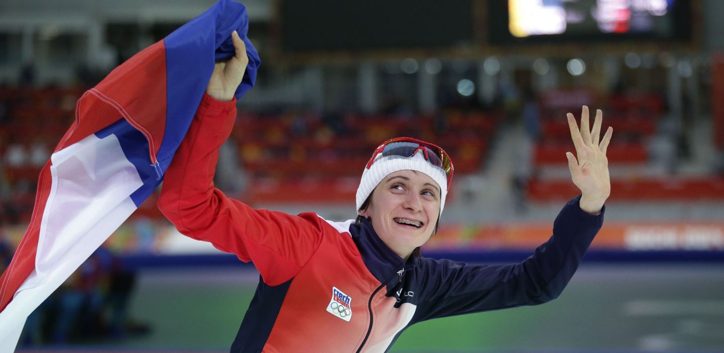 Martina Sablikova olümpiavõitu tähistamas.