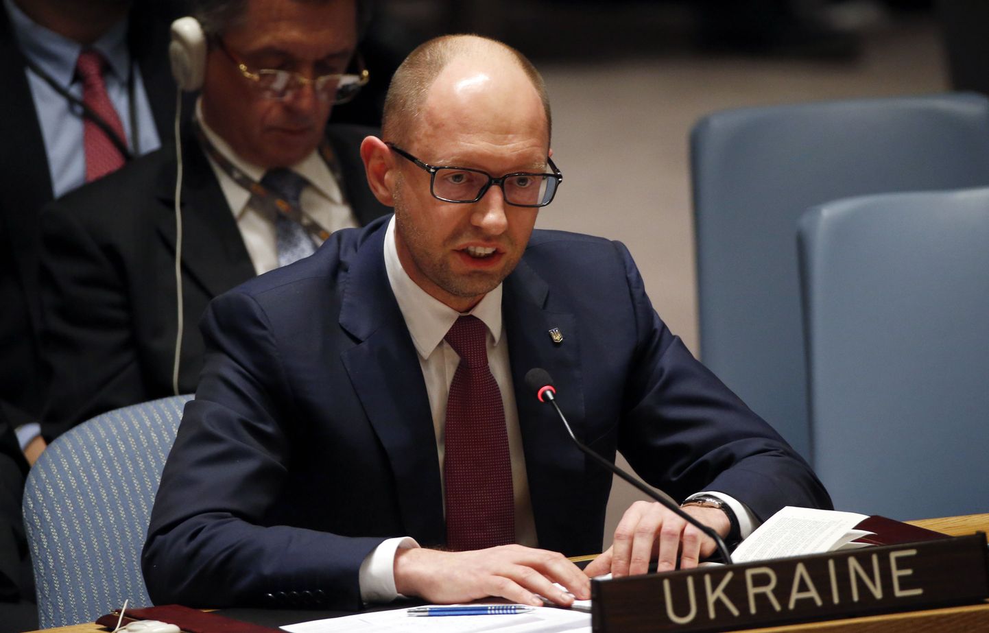 Ukraina peaminister Arseni Jatsenjuk neljapäeval New Yorgis ÜRO Julgeolekunõukogu erakorralisel istungil.