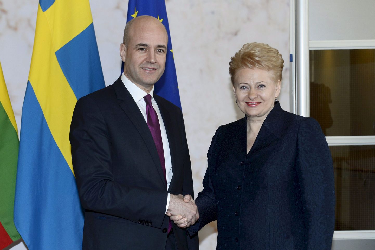 Rootsi peaminister Fredrik Reinfeldt (vasakul) ja Leedu president Dalia Grybauskaite.
