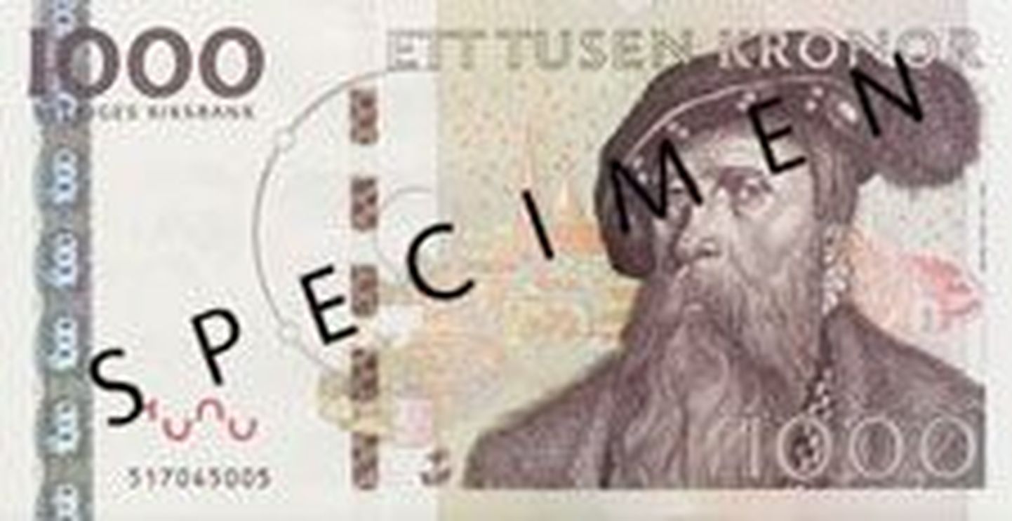 1000-kroonise rahatähe näidis Rootsi Panga koduleheküljel.