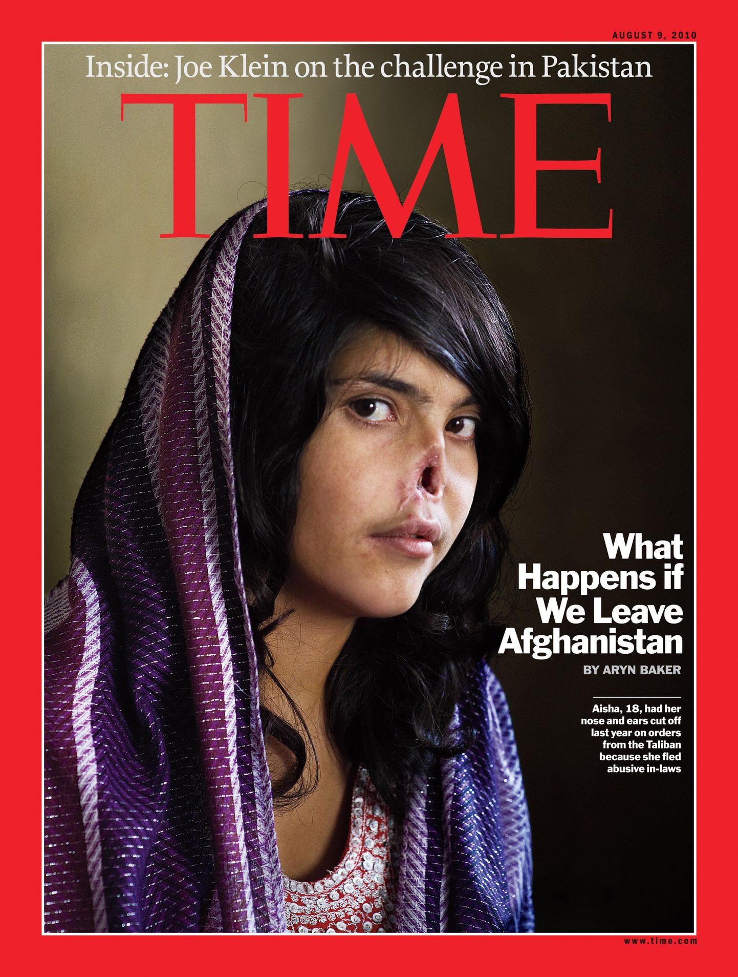 Bibi Aisha uudisteajakirja Time esiküljel.