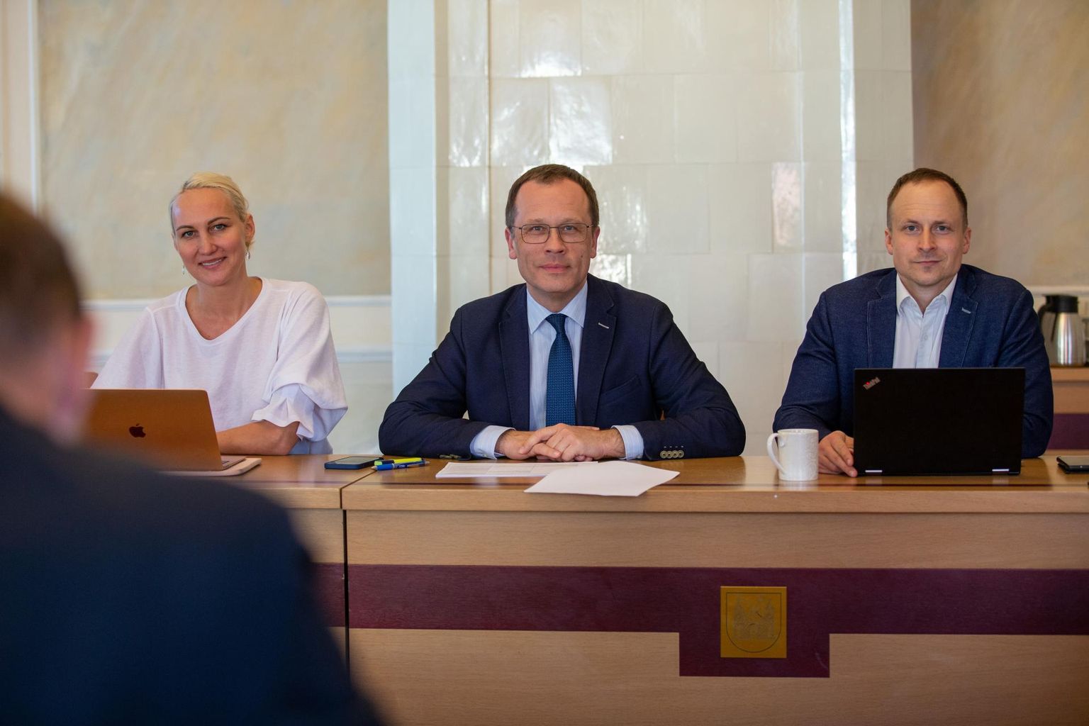 Täna jätkusid raekojas Reformierakonna, Sotsiaaldemokraatide ja Isamaaliidu koalitsiooni moodustamise kõnelused.