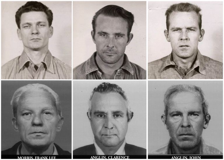 Vasakult paremale - Frank Lee Morris, Clarence Anglin ja John Anglin noorena ja vanemana (eeldusel, et nad jäid ellu). Foto: Scanpix