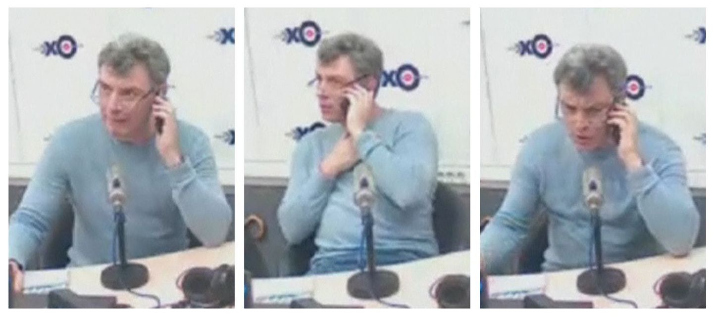 Boriss Nemtsov Moskvas Ehho Moskvõ raadiojaamas tehtud videokaadritel mõned tunnid enne mõrva.