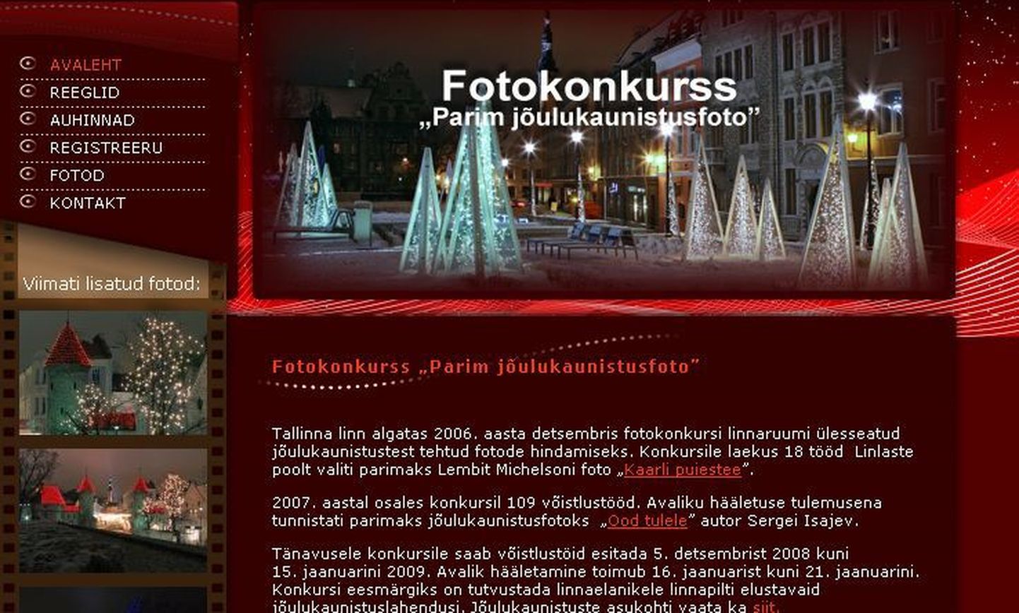 Fotokonkursi «Parim jõulukaunistusfoto» koduleht.