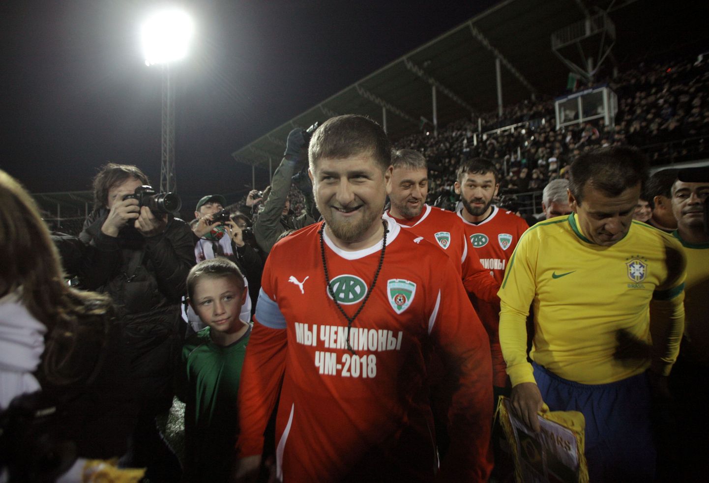 Президент Чечни Рамзан Кадыров после товарищеского матча в Грозном.