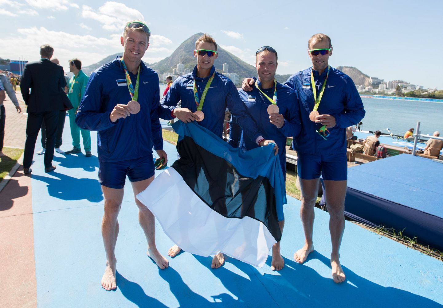 Eesti paarisaerulise neljapaadi liikmed Kaspar Taimsoo, Allar Raja, Andrei Jämsä ja Tõnu Endrekson Rio olümpial.