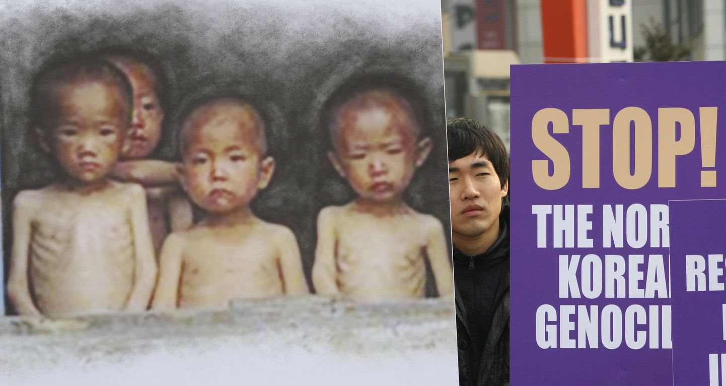 Lõuna-Korea aktivistd protesteerimas Põhja-Koreas väidetavalt toime pandud inimsusevastaste kuritegude vastu
