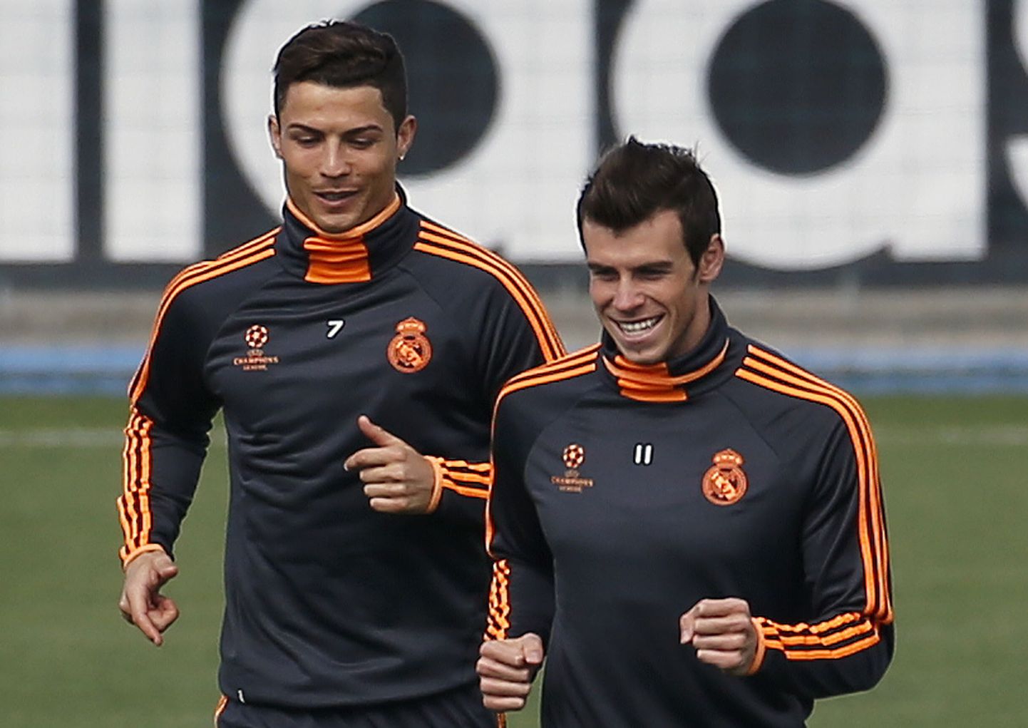 Cristiano Ronaldo (vasakul) ja Gareth Bale tänasel treeningul.