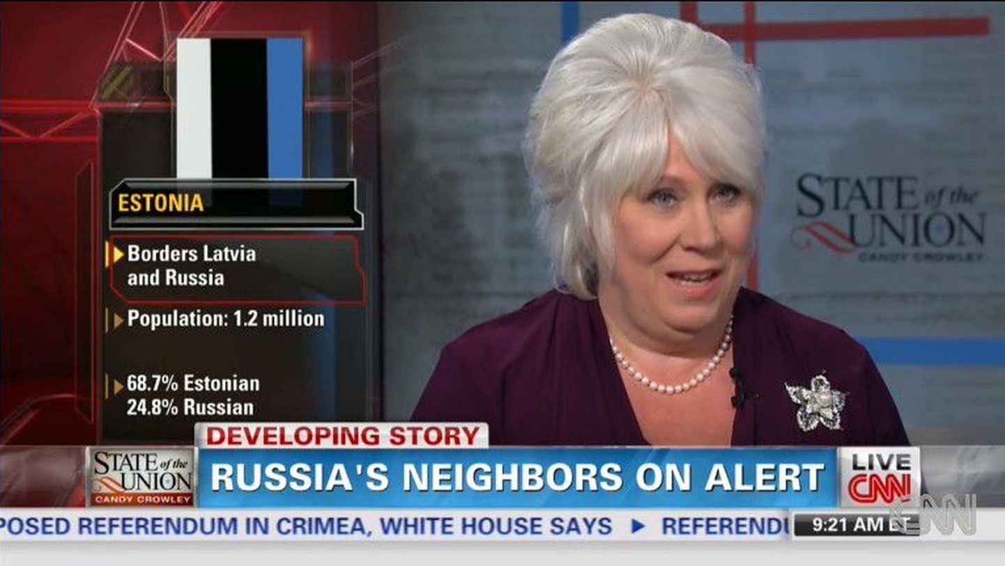 Marina Kaljurand Ameerika uudistekanali CNN eetris.