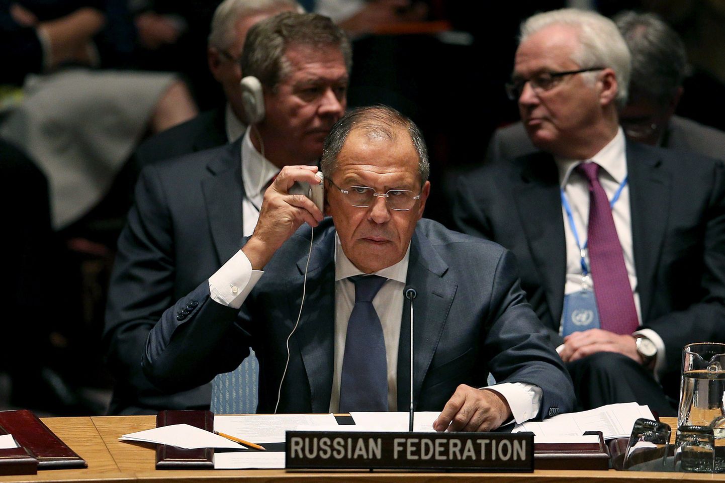 Vene välisminister Sergei Lavrov ÜRO Julgeolekunõukogu istungil New Yorgis.