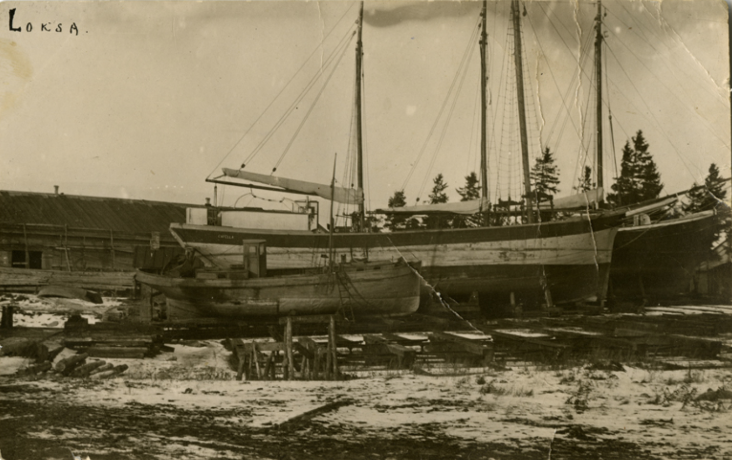 Piirituselaev "Heinrich" ja purjelaev "Capella" Loksa dokis