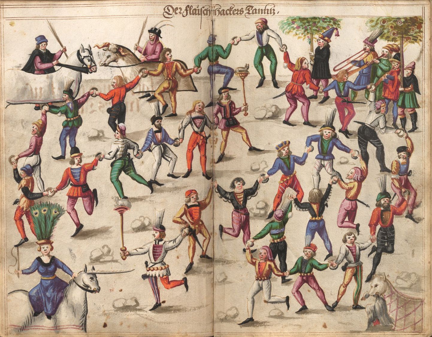 Karneval 1561 ja 1600 aasta vahel Nürnbergis. Pilt käsikirjast Nürnbergi muuseumis