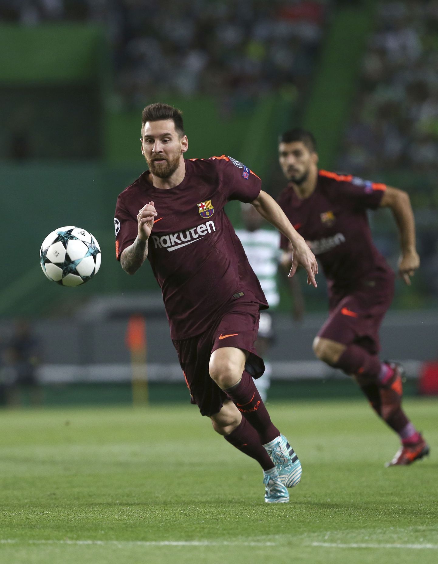 FC Barcelona ründaja Lionel Messi mängus Lissaboni Sportingi vastu.