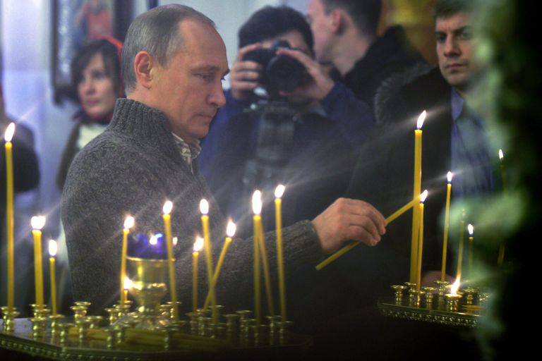 Venemaa president Vladimir Putin jumalateenistusel. Foto: Scanpix