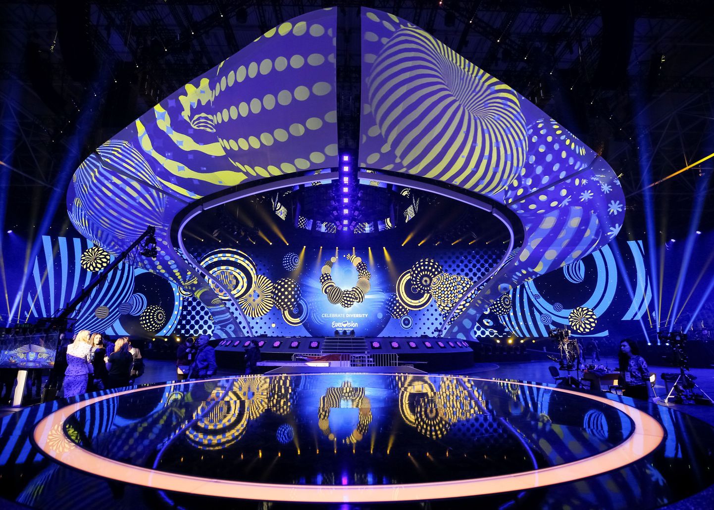 A stage for the Eurovision Song Contest 2017 is seen at the International Exhibition Centre in Kiev, Ukraine, April 28, 2017. REUTERS/Gleb Garanich