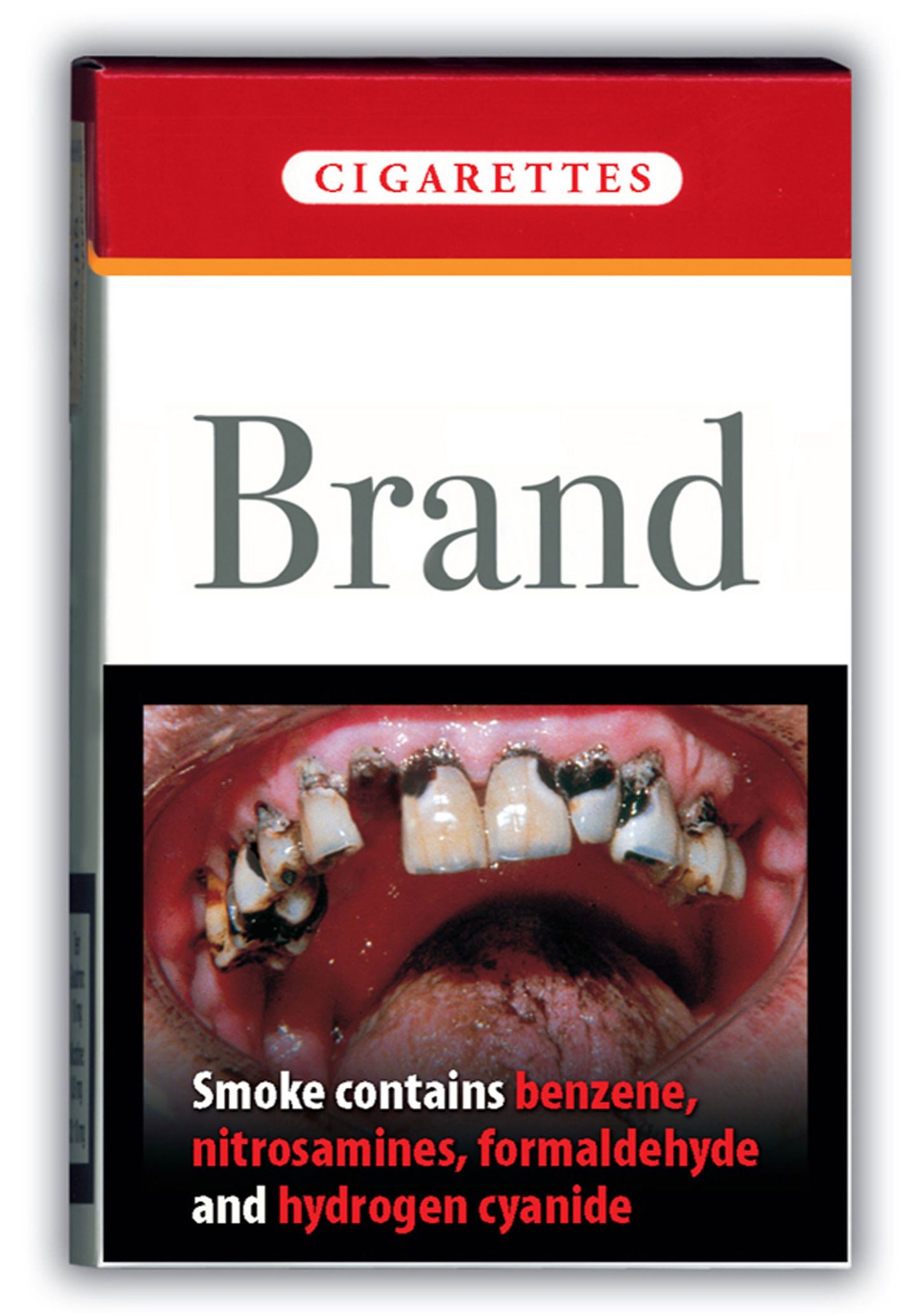 Картинка на пачке сигарет наглядно предупреждает об опасностях курения.