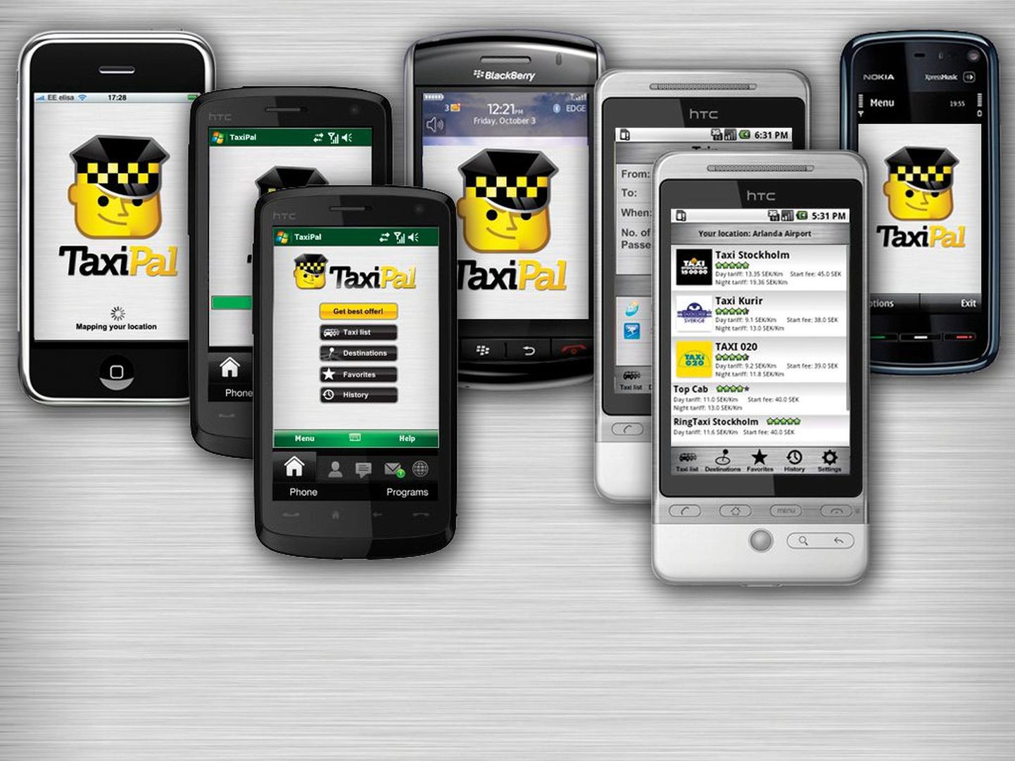 TaxiPali rakendus mobiiltelefonidele.