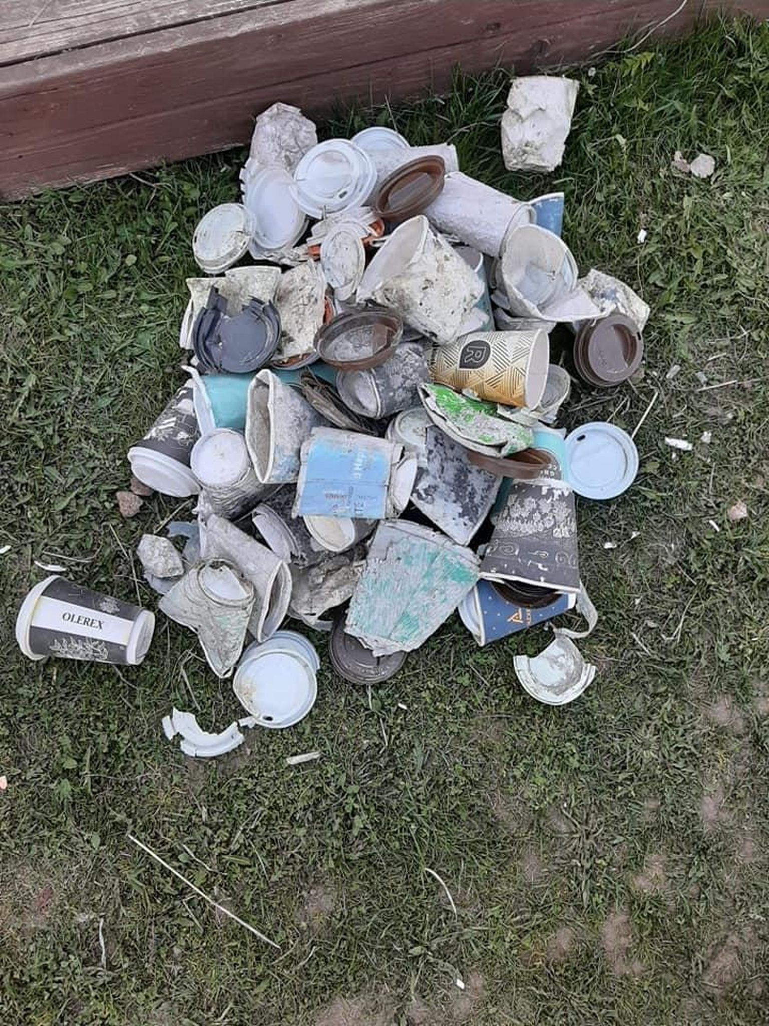 Sõidutee ääres olnud muu prügi hulgas oli 62 kohvitopsi.