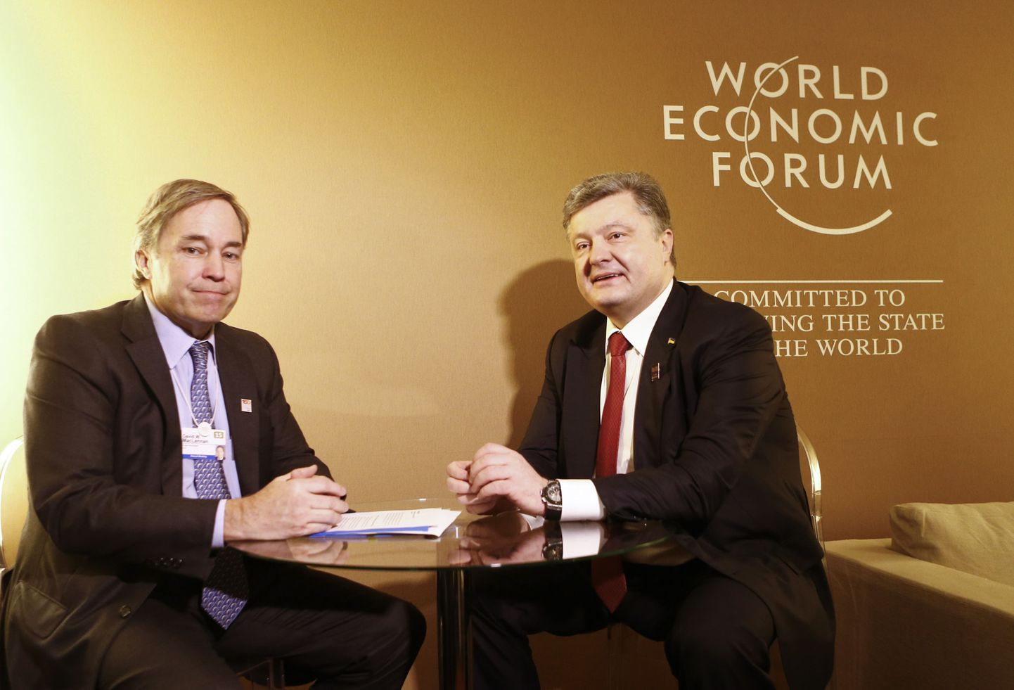 Põllumajandusimpeeriumi Cargill tegevjuht David MacLennan Maailma Majandusfoorumil (vasakul).