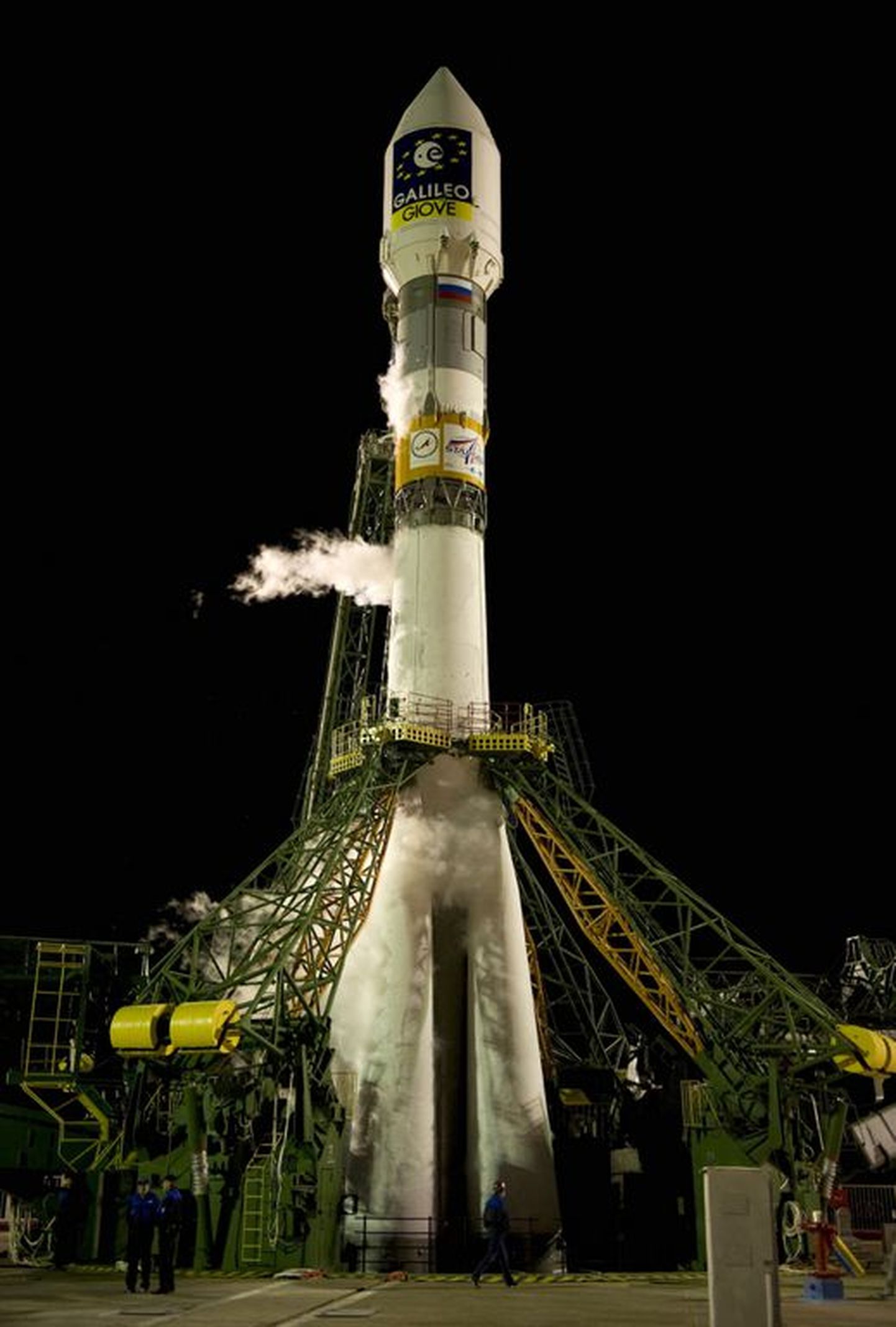 Pildil on Euroopa Kosmoseagentuuri globaalse positsioneerimise jaoks mõeldud satelliidisüsteemi Galieleo osad orbiidile lennutanud kanderakett Sojuz-Fregatt Baikonuri kosmodroomil Kasahstanis
