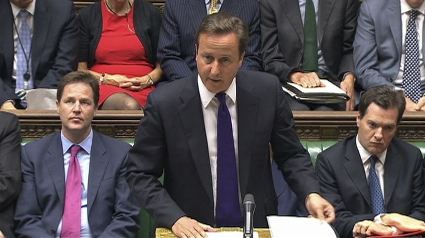 Suurbritannia peaminister David Cameron tänasel parlamendi istungil.