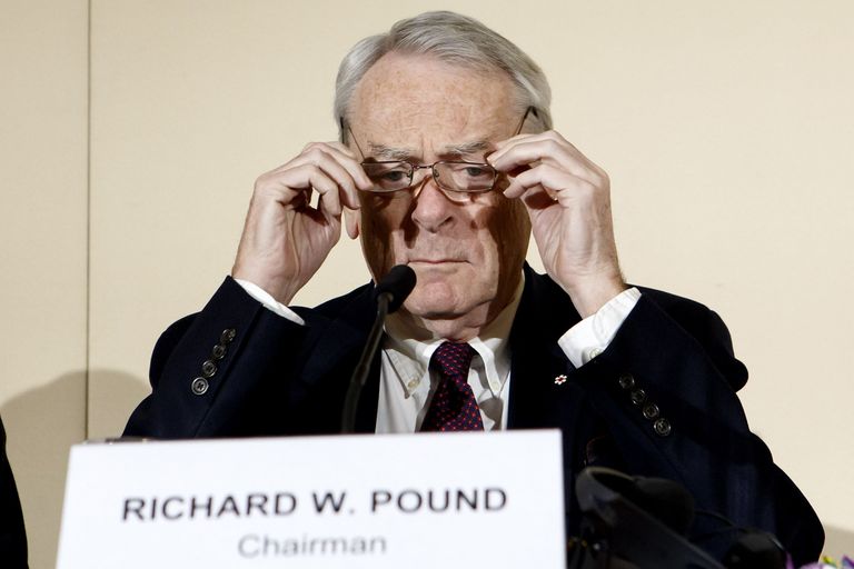 WADA juht Richard Pound tänasel Genfis toimunud pressikonverentsil. Foto: Scanpix