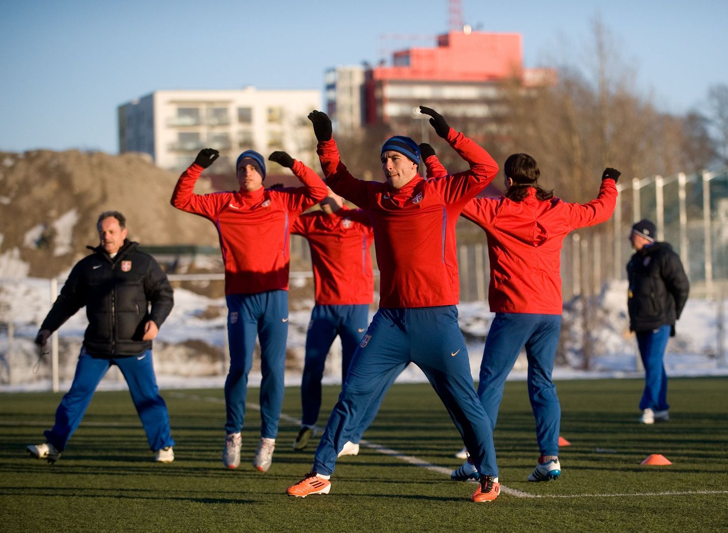 Тренировка сборной Сербии в Таллинне на стадионе в Лиллекюла.