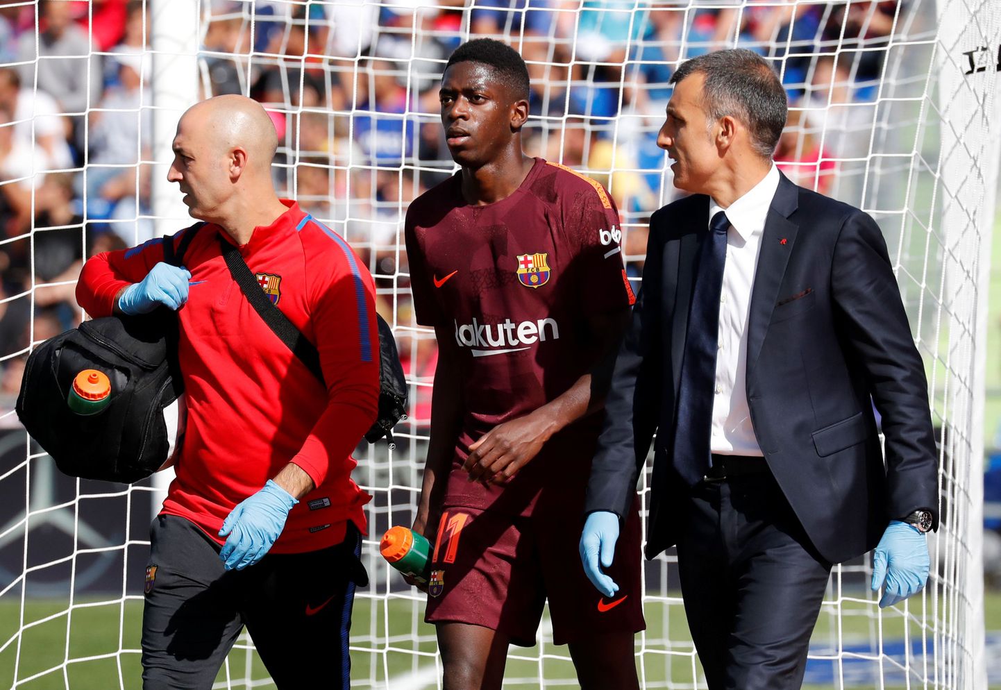 FC Barcelona edurivimängija Ousmane Dembele sai kohtumises Getafega tõsiselt vigastada.