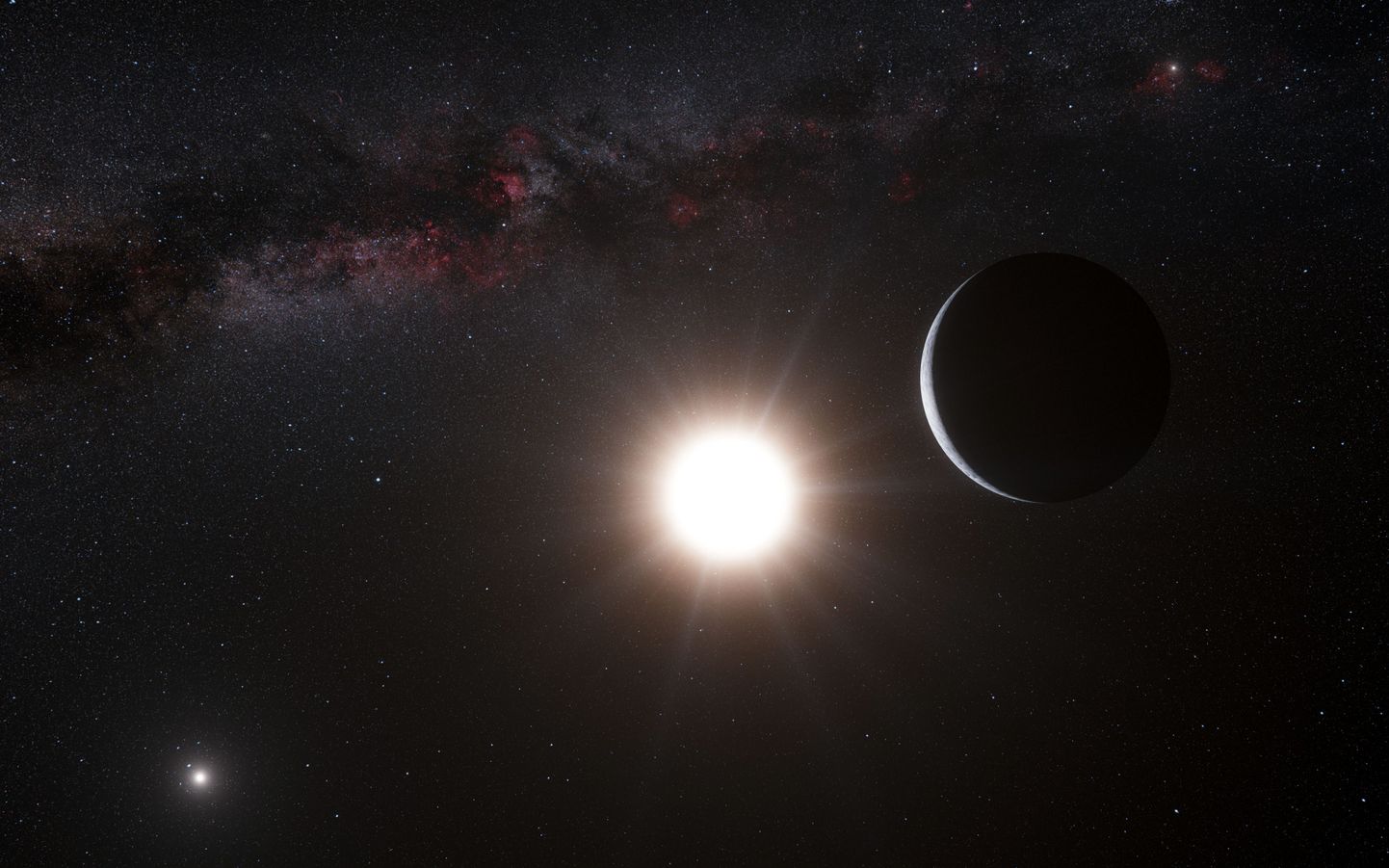 Kunstnikunägemus planeedist, mis tiirleb ümber tähe Alpha Centauri B.