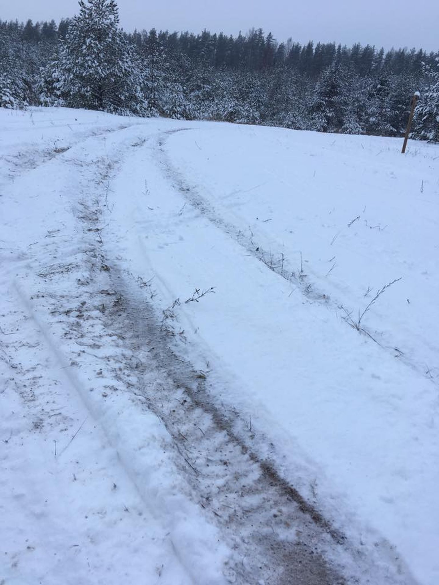 Keegi sõitis autoga suusarajal ja lõhkus selle.
