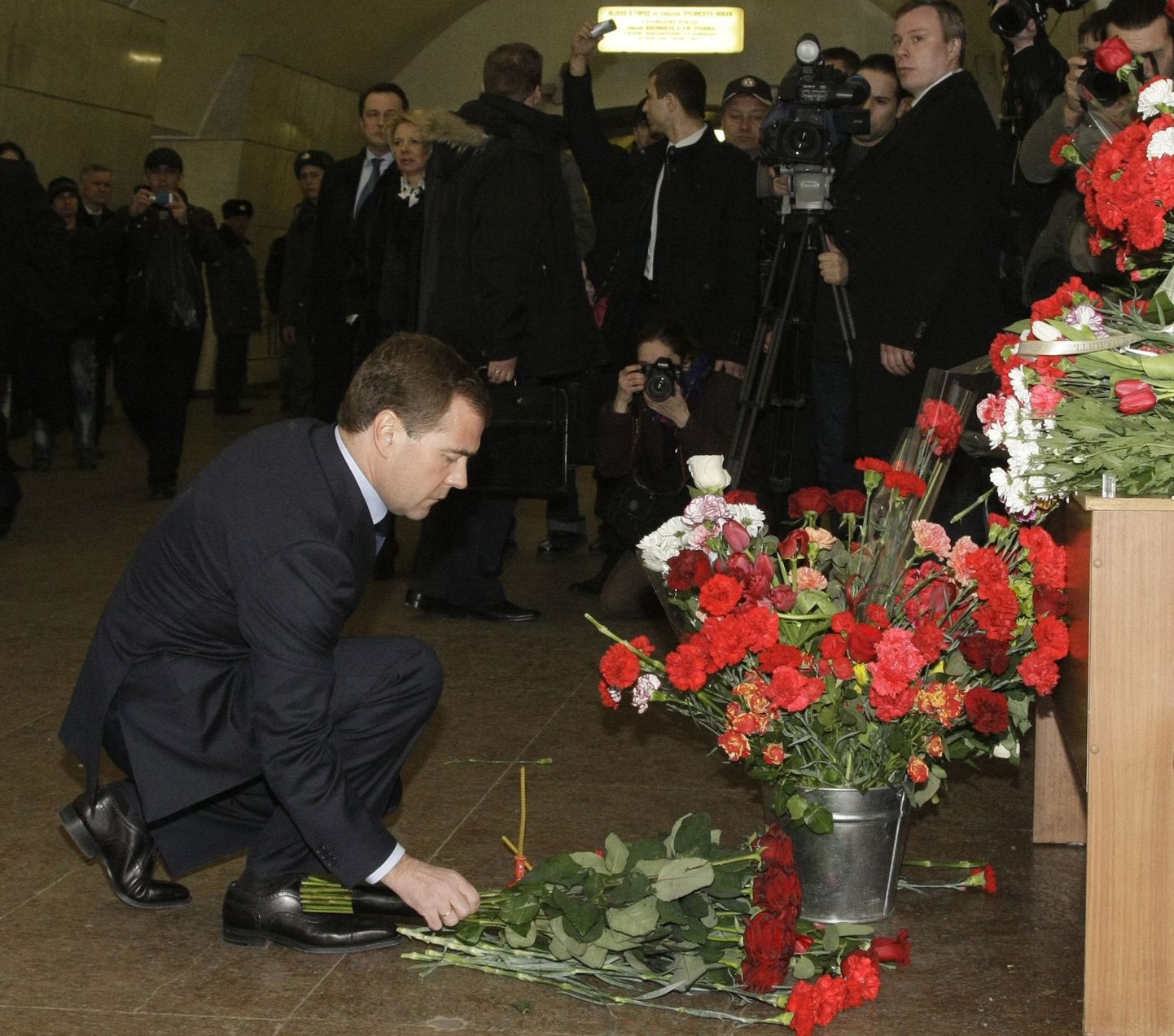 Vene president Dmitri Medvedev eile Lubjanka metroojaamas.