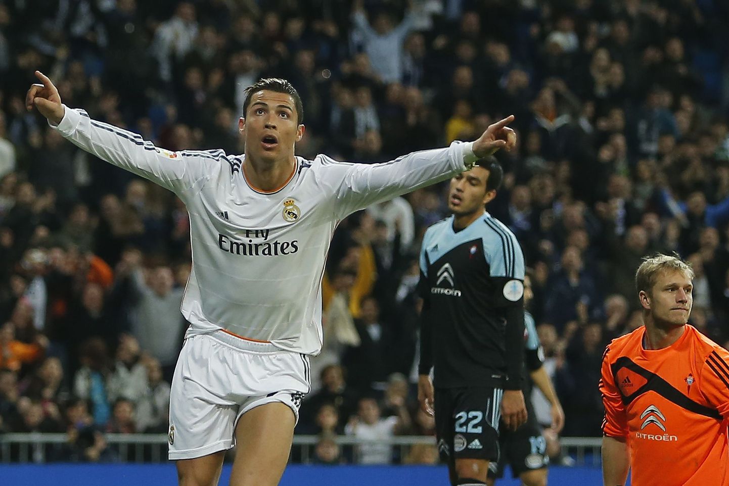 Cristiano Ronaldo tähistamas Celta Vigo vastu löödud vravat.