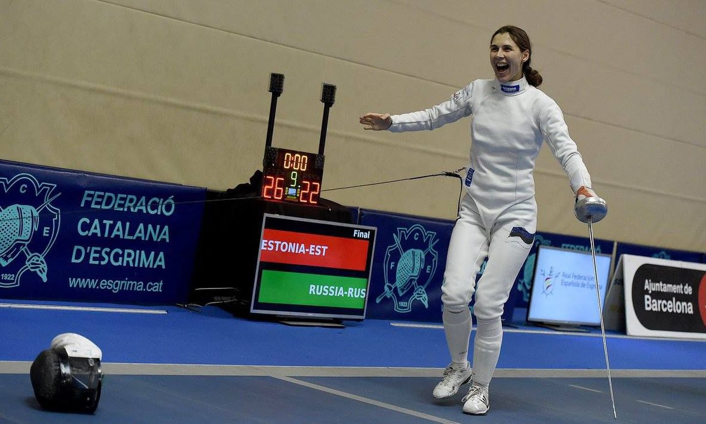 Irina Embrich pärast finaalis saadud võitu Venemaa üle.