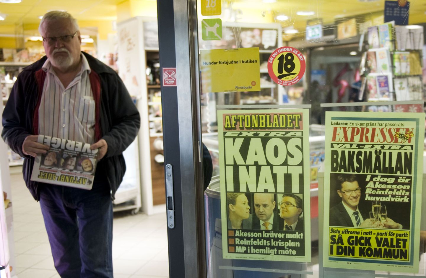 Rootsi päevalehtede esiküljed pärast mulluseid parlamendivalimisi. Uued meetmed võtavad kasutusele Aftonbladet, Expressen ja Dagens Nyheter.