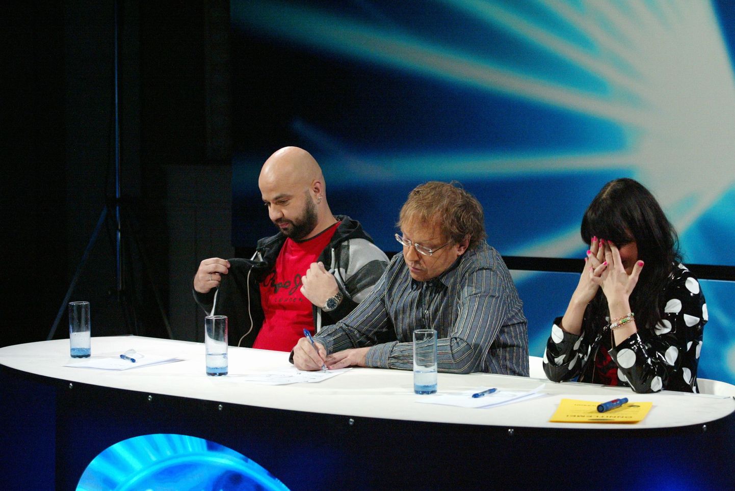 «Eesti otsib superstaari» saatesse valivad lauljaid Mihkel Raud (vasakult), Rein Rannap ja Heidy Purga.