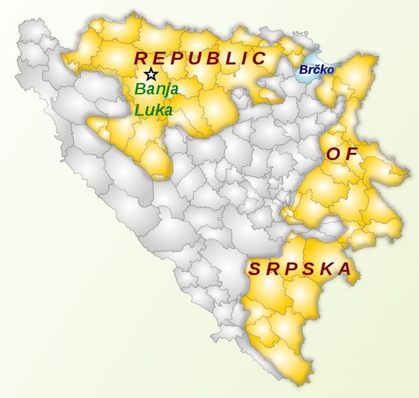Bosnia ja Hertsegoviina serblaste osa Republika Srpska kaardil.
