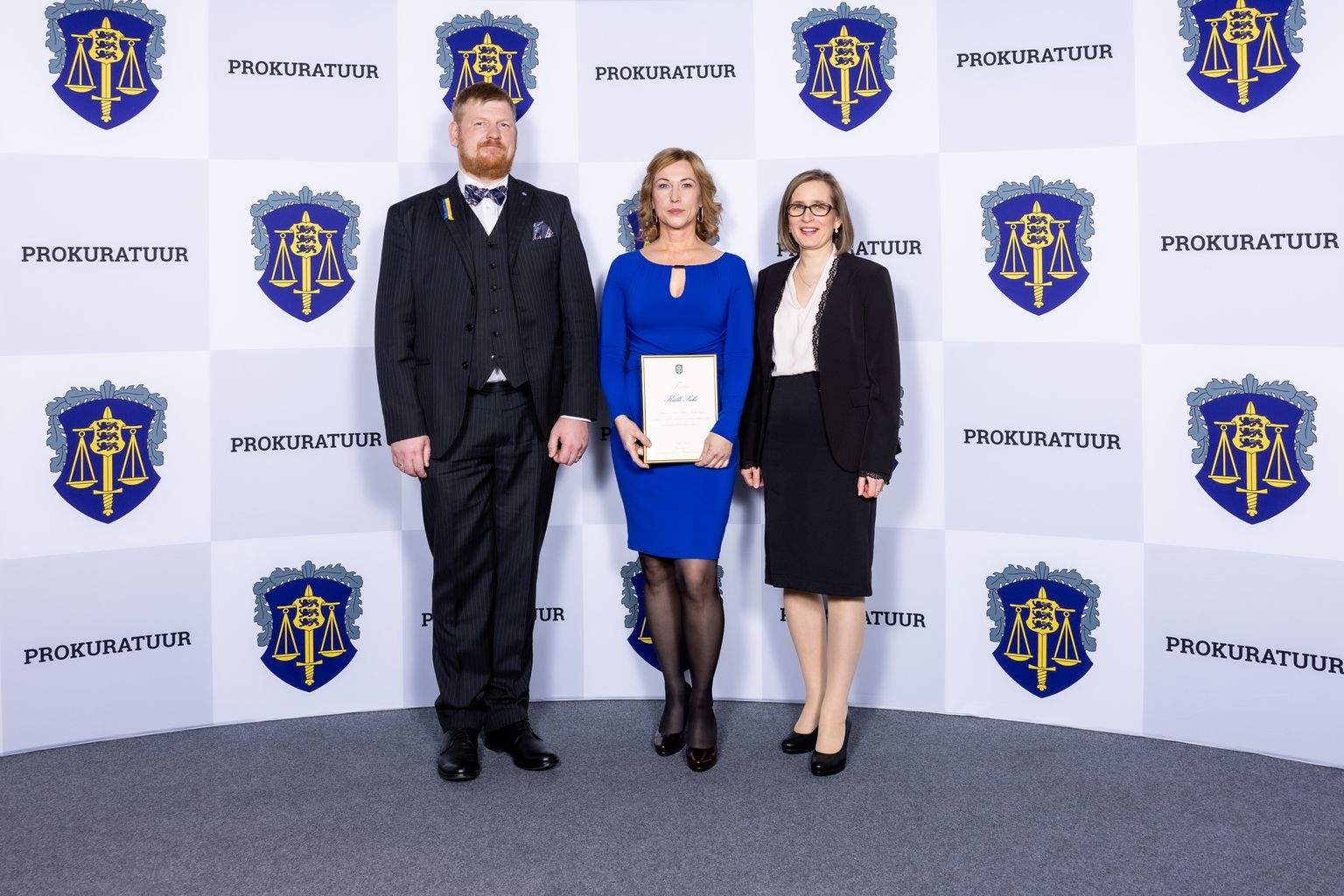 Peaprokurör Andres Parmas, aasta prokurör Külli Saks ja justiitsminister Lea Danilson-Järg.