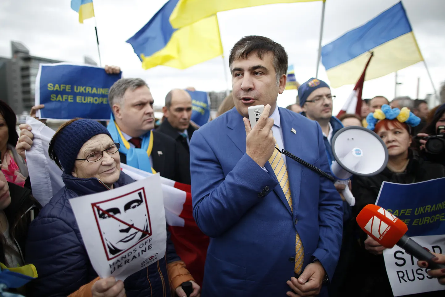 Gruusia endine president Mihheil Saakašvili selle kuu algul ukrainameelsel meeleavaldusel Dublinis.