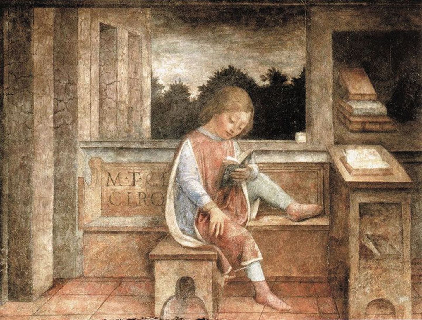 Noor Cicero lugemas. Vincenzo Foppa (1427/30-1515/16) 1464. aastast pärit maal Londonis Wallace Collection galeriis.
