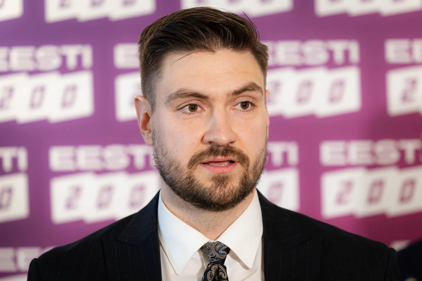 22.03.2025, Tallinn. Erakond Eesti 200 tegi pressikonverentsil teatavaks enda ministrikandidaadid. Pildil Hendrik Johannes Terras.