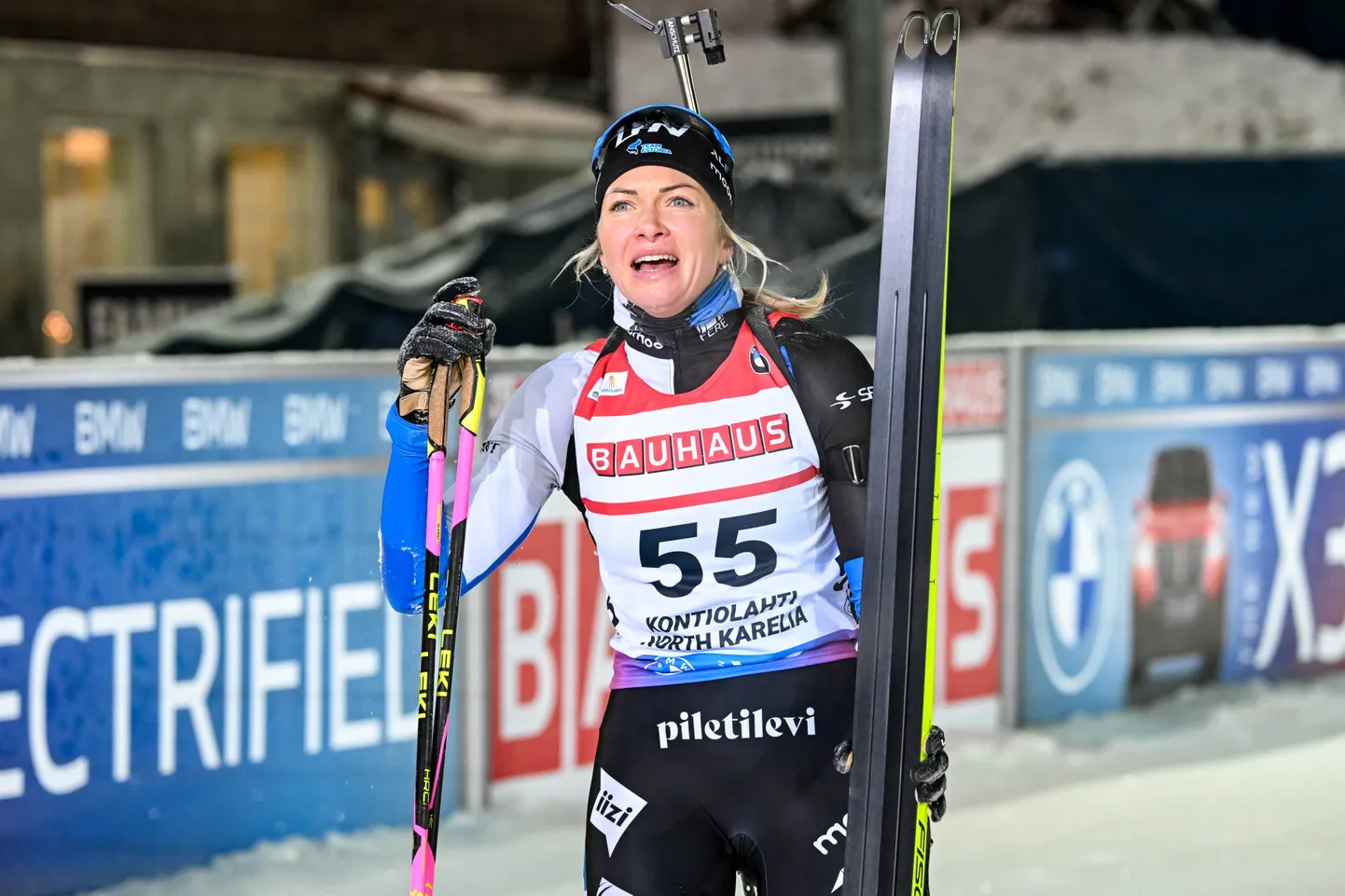 Regina Ermits pärast karjääri parimat individuaalvõistlust, 12,5 km tavadistantsi.