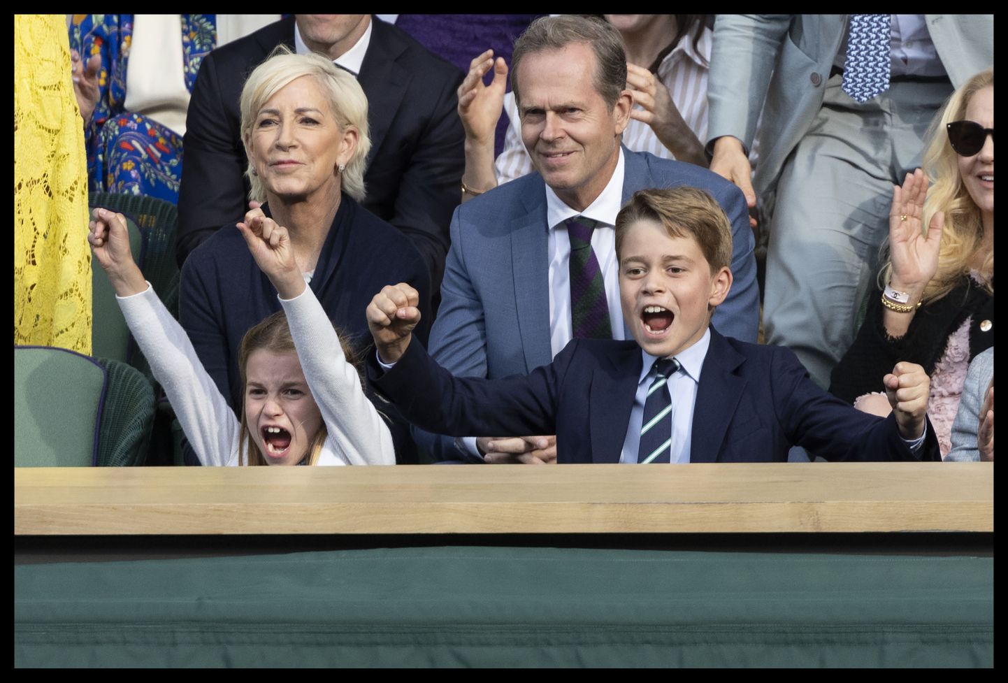 Printsess Charlotte ja prints George Wimbledoni tenniseturniiri 16. juulil toimunud finaalmängule kaasa elamas.
