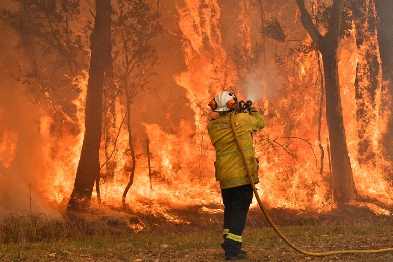 Tuletõrjuja kustutamas Sydney lähedast maastikupõlengut