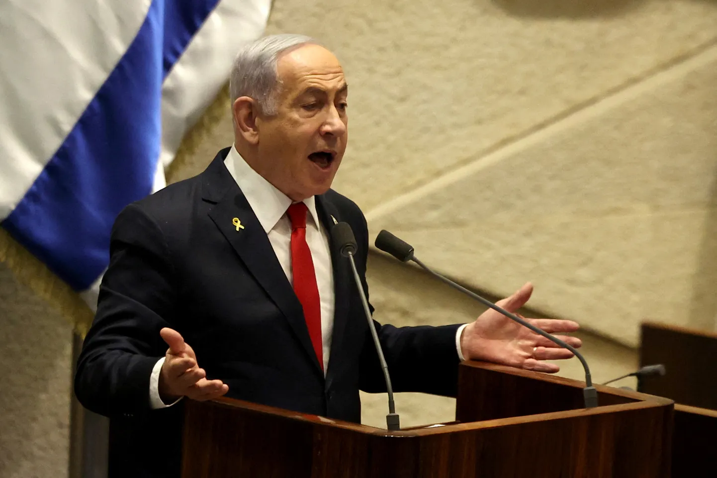 Iisraeli peaminister Benjamin Netanyahu rääkimas Knessetis 18. novembril 2024. aastal.