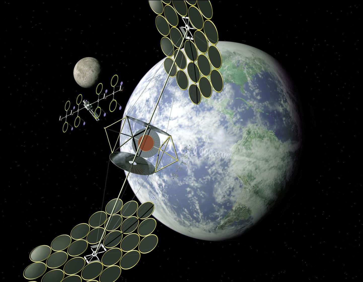 Päikesepaneelidega satelliitide võrgustiku võiks saata geostatsionaarsele orbiidile.