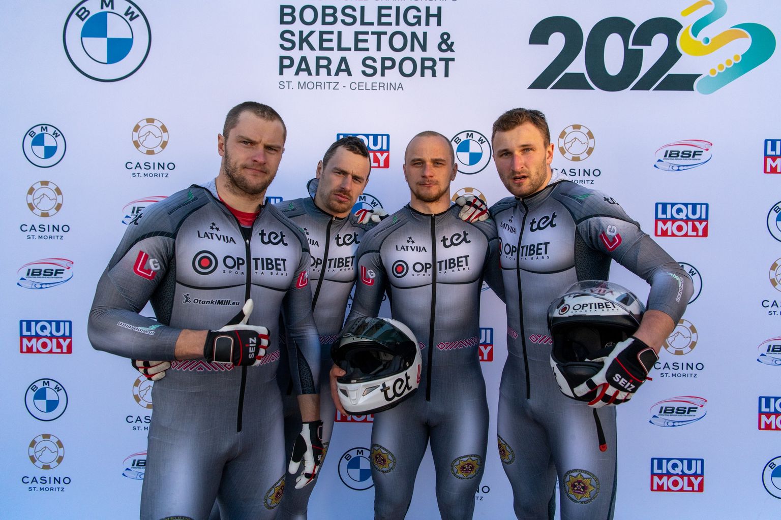 Latvijas bobslejisti Matīss Miknis, Dāvis Spriņģis, Emīls Cipulis un Edgars Nemme