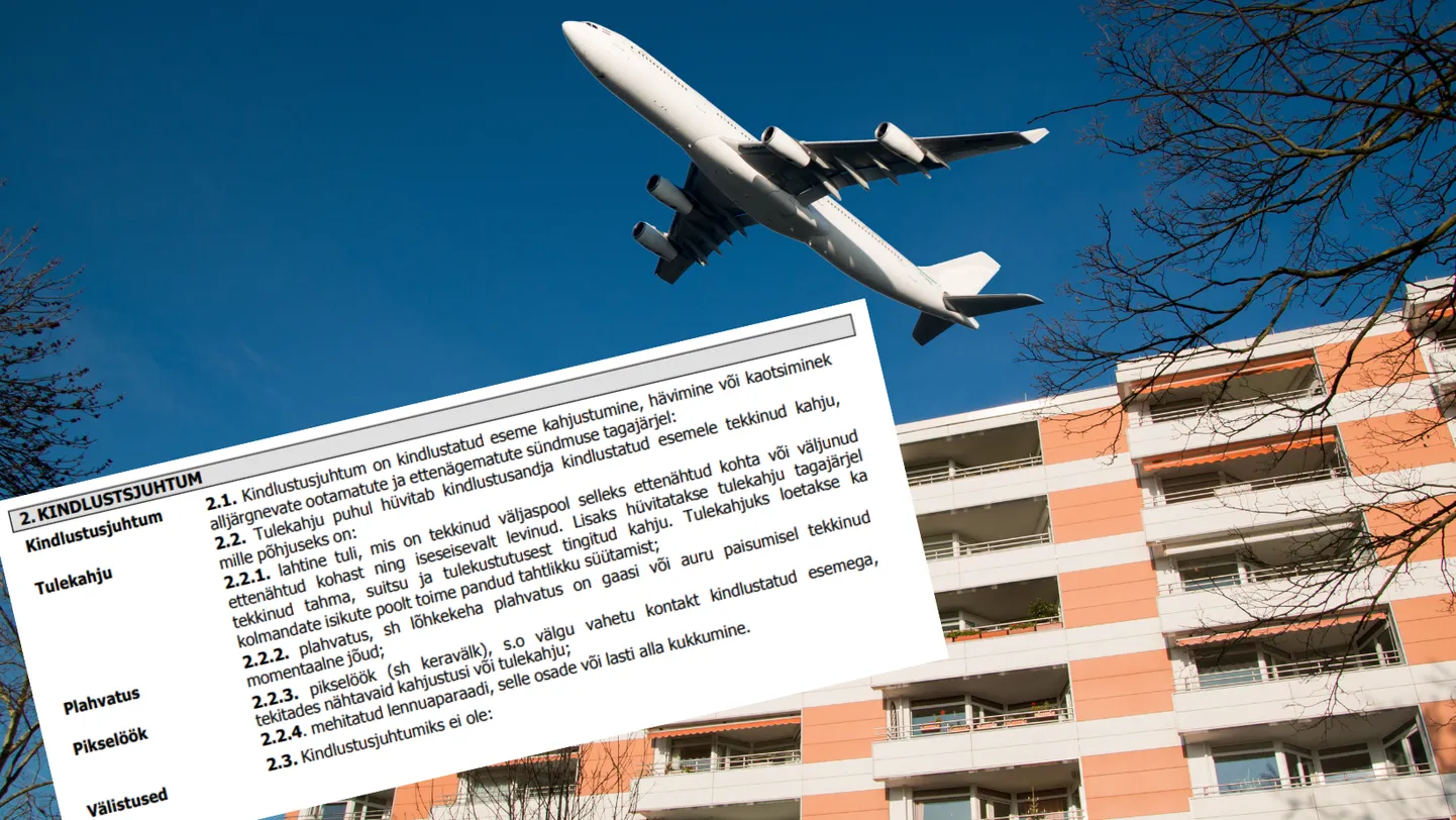Kindlustusjuhtum on kindlustatud eseme kahjustumine, hävimine või kaotsiminek muu 
hulgas mehitatud lennuaparaadi, selle osade või lasti alla kukkumise korral.