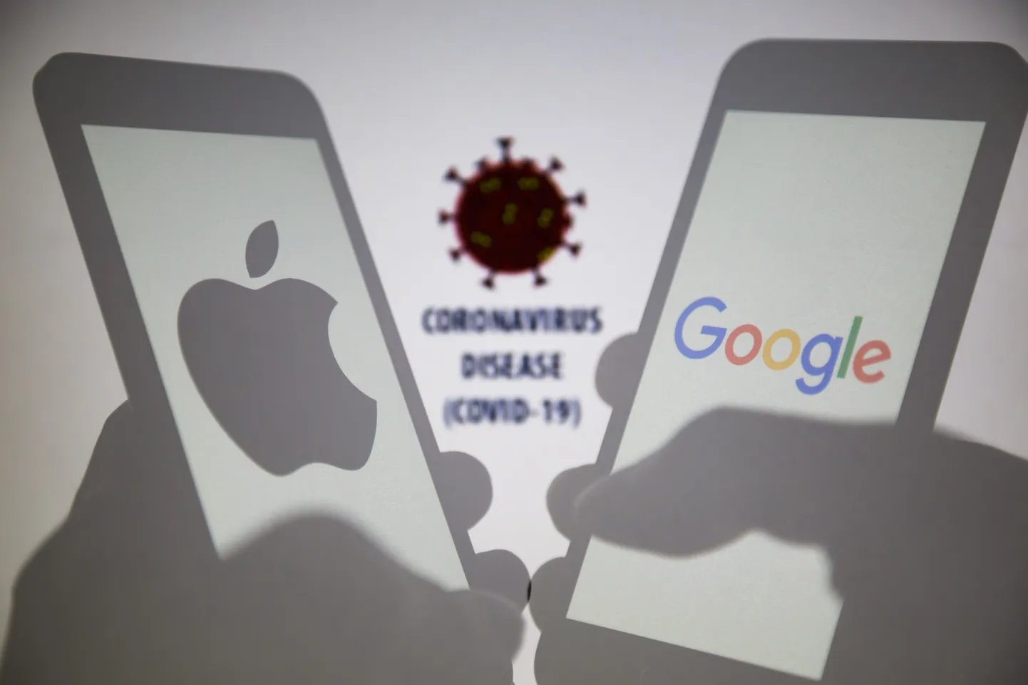 Apple'i ja Google'i koroonaviiruse koostöö illustratsioon 10. aprill 2020.