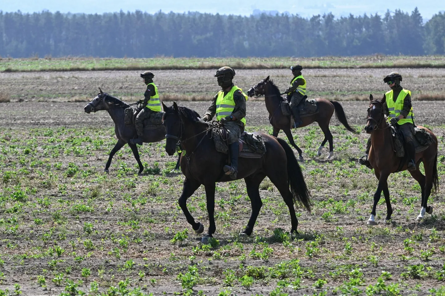 Poola ratsaväelased otsimas drooni, mida arvati olevat kukkunud nende territooriumile, kui Venemaa 26. augustil Ukrainat ründas.